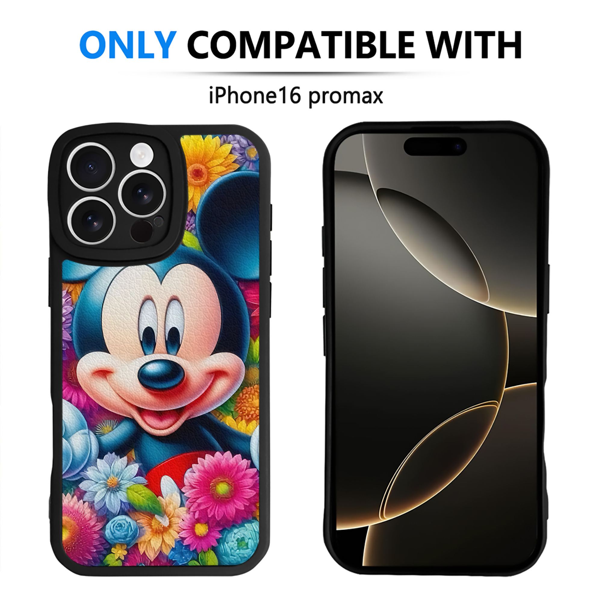 （画像用） ミッキーマウス Mickey Mouse 【iPhone 16シリーズ対応】シリコンスマホケース（レザー調） 材質：シリコン
